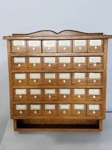 lot 24 image: Decorative Multi- Drawer Wooden Wall Unit