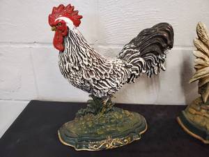 lot 45 image: (2) Iron Rooster Door Stops
