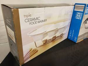 lot 47 image: Triple Ceramic Food Warmer & Cook and Serve Pan (NEW)