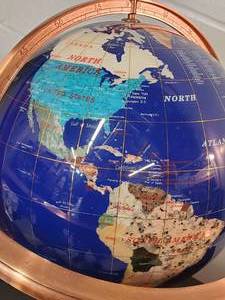lot 54 image: Beautifully Crafted Gemstone Table Top Globe