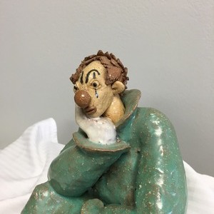 lot 192 image: Signed Handcrafted Clown Figurine