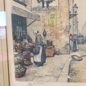 lot 227 image: French Market PaintingPrint