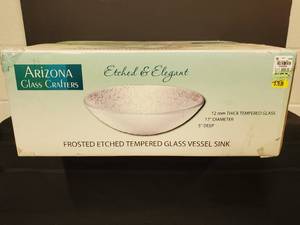 lot 154 image: Frosted Etched Tempered Glass Vessel Sink