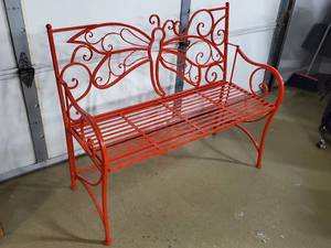 lot 137 image: Red Butterfly Garden Bench