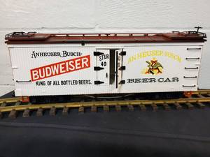 lot 9 image: Lehmann Gross Bahn 1 Gauge Large Scale Budweiser Box Car 4070