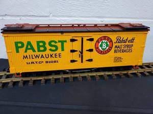 lot 13 image: Lehmann Gross Bahn 1 Gauge Large Scale Pabst Milwaukee Box Car 4074