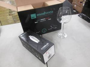 lot 24 image: 3- 22 oz Handblown Wine Goblets, Co...