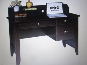 lot 123 image: OneSpace Executive Desk with Hutch,...