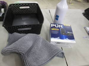 lot 153 image: Basket, Mat, Bowl Brush, Pur Faucet...