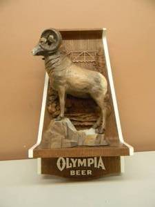 Olympia Beer sign Big Horn Sheep. 70s wildlife series - AWESOME PIECE - SEE PICTURES