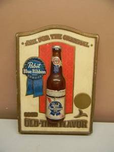 VINTAGE PABST BLUE RIBBON BEER 3D BOTTLE PBR VACUFORM BEER SIGN - APPROX 11 BY 15 - SEE PICTURES