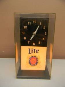 RARE - Vintage Miller Lite Beer Lighted Wall Or counter Plastic Cube Clock - WORKS - VERY COOL PIECE - APPROX 6 BY 10 BY 4 - SEE PICTURES
