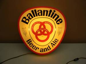 VINTAGE BALLANTINE BEER & ALE LIGHTED BAR SIGN - RARE HARD TO FIND - APPROX 15 BY 15 - SEE PICTURES