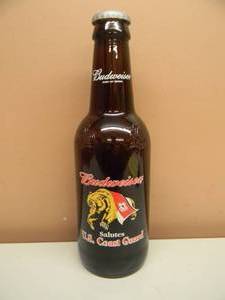 Vintage Large 15 Budweiser Bottle Salutes U.S. COAST GAURD - Excellent Condition - Awesome Collection - U.S.A. - SEE PICTURES
