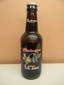 Vintage Large 15 Budweiser Bottle Salutes U.S. ARMY - Excellent Condition - Awesome Collection - U.S.A. - SEE PICTURES