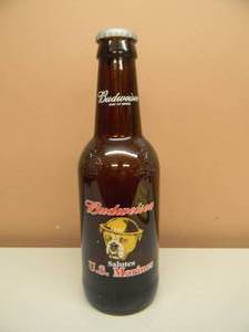 Vintage Large 15 Budweiser Bottle Salutes U.S. MARINES - Excellent Condition - Awesome Collection - U.S.A. - SEE PICTURES