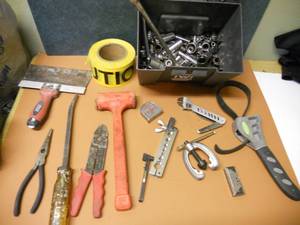 lot 94 image: Tools, Sockets, Filter tool, Caution tape, Storage Bin etc