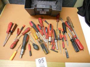 lot 95 image: Tools, Screwdrivers, Storage Bin