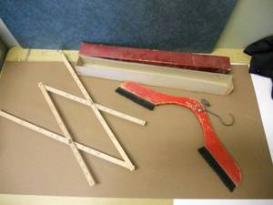 lot 123 image: Antique Measuring Tool and Lint BrushFolding Hanger