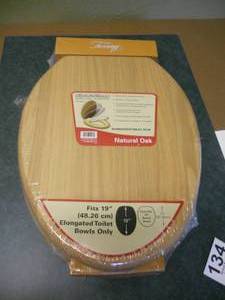 lot 134 image: Tuscany Oak Elongated Toilet Bowl SeatLid