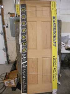 lot 12 image: Mastercraft Oak 6 Panel Prehung Door - Wood Core - 30 LH