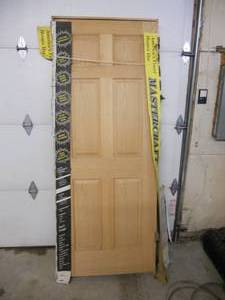 lot 13 image: Mastercraft Oak 6 Panel Prehung Door - Wood Core - 30 LH