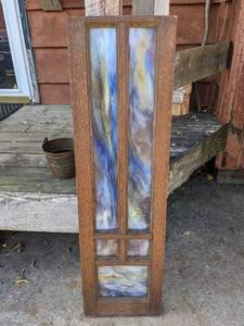 lot 69 image: Narrow Prairie Style Window with Slag Glass