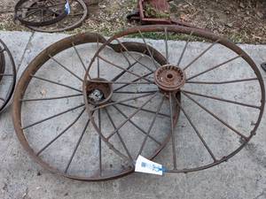 lot 242 image: Two Large Antique Wagon Wheels