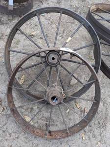 lot 247 image: Pair of Antique Wagon Wheels