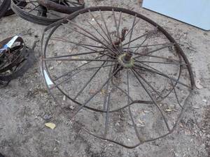 lot 249 image: Two Antique Wagon Wheels in Fair Condition