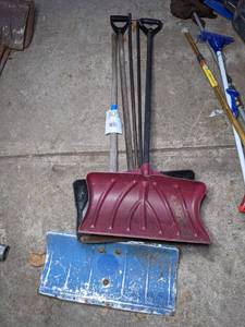 lot 305 image: Three Well Loved Snow Shovels