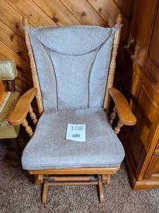 lot 108 image: Wood Glider Chair with Removable Cushions
