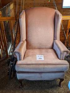 lot 110 image: Velvety Mauve High Back Upholstered Chair