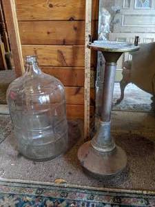 lot 144 image: Glass Carboy and Freestanding Ashtray Stand