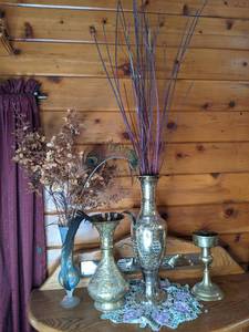 lot 158 image: Assorted Vases Filled with Natural Objects