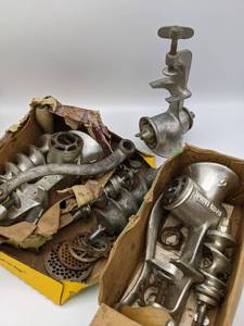 lot 196 image: Vintage Universal Meat Grinder with Attachments