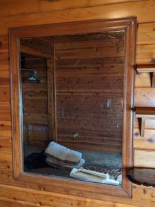 lot 450 image: Simple Vintage Heavy Wood Mirror