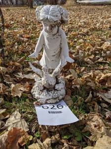lot 626 image: Concrete Outdoor Statue - Girl with Ducks