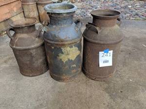lot 241 image: Three Antique Steel Milk Jugs