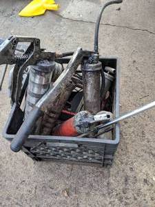 lot 315 image: 10 C Clamp and Assorted Grease Guns