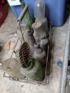 lot 372 image: Vintage Wire Crate Filled with Bottles