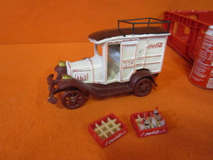 lot 56 image: Cast Iron Coca-Cola Truck & Unfilled NFL Coke Cans