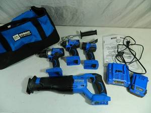 lot 13 image: New 4 pc Kobalt 24 volt Brushless Tool Set