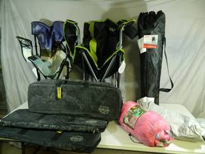 lot 30 image: Camping Chairs, Sleeping Bag, Paintball Gun Bags, Etc