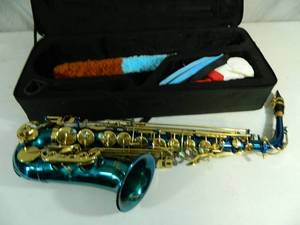 lot 35 image: Slade Blue Alto Saxophone with Case