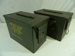 lot 52 image: Pair of Fat 50 Cal. US Military Ammo Cans