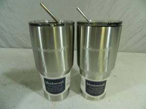 lot 57 image: 2 New Stainless Tumblers with Straws