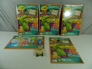 lot 166 image: 5 New Giant Crayola Coloring Books and New Crayola Crayons