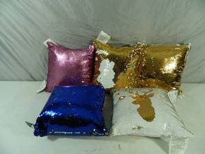 lot 180 image: 5 New Magic Sequin Throw Pillows