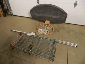 lot 32A image: Take What You Want Wire Shelf and Basketball Hoop